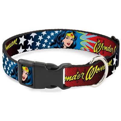 Plastic Clip Collar - Wonder Woman Face w/Stars