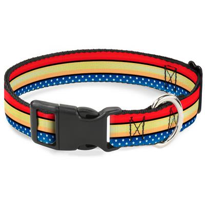 Plastic Clip Collar - Wonder Woman Stripe/Stars Red/Gold/Blue/White