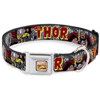 Marvel Comics Seatbelt Buckle Collar - THE MIGHTY THOR Action Poses