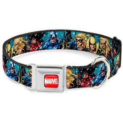 MARVEL Full Color Red/White Seatbelt Buckle Collar - New Avengers Group Snow Storm Pose