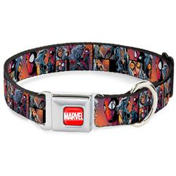 MARVEL Full Color Red/White Seatbelt Buckle Collar - Spider-Man & Black Cat Scene Blocks