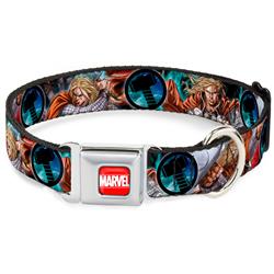 MARVEL Red/White Seatbelt Buckle Collar - Astonishing Thor #3 Poses/Hammer Logo