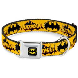 Batman Black/Yellow Seatbelt Buckle Collar - Vintage Batman Logo & Bat Signal-3 Yellow
