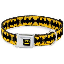 Batman Black/Yellow Seatbelt Buckle Collar - Bat Signal-3 Yellow/Black/Yellow