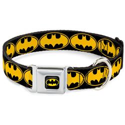 Batman Black/Yellow Seatbelt Buckle Collar - Bat Signal-3 Black/Yellow/Black