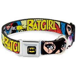 Batman Black/Yellow Seatbelt Buckle Collar - BATGIRL in Action w/Face CLOSE-UP