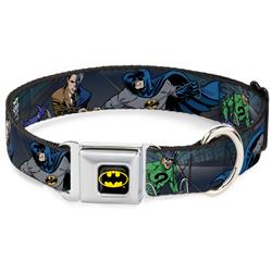 Batman Black/Yellow Seatbelt Buckle Collar - Batman Battling Villains in Tunnel