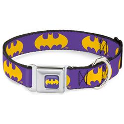 Batman Signal Full Color Purple/Yellow Seatbelt Buckle Collar - Batman Signal Purple/Yellow