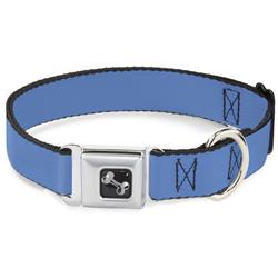 Dog Bone Black/Silver Seatbelt Buckle Collar - Baby Blue