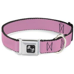 Dog Bone Black/Silver Seatbelt Buckle Collar - Baby Pink