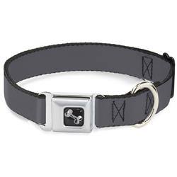 Dog Bone Black/Silver Seatbelt Buckle Collar - Charcoal