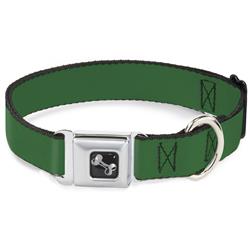 Dog Bone Black/Silver Seatbelt Buckle Collar - Green