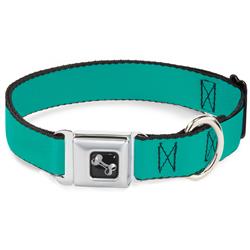Dog Bone Black/Silver Seatbelt Buckle Collar - Teal