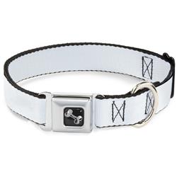 Dog Bone Black/Silver Seatbelt Buckle Collar - White