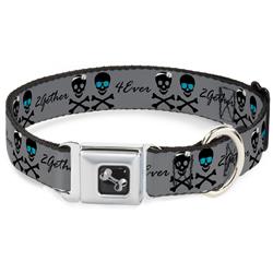 Dog Bone Black/Silver Seatbelt Buckle Collar - 2gether 4ever Skulls