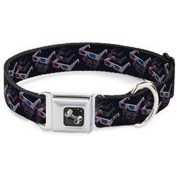 Dog Bone Black/Silver Seatbelt Buckle Collar - 3-D Glasses Black