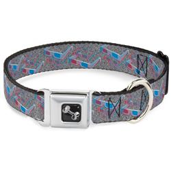 Dog Bone Black/Silver Seatbelt Buckle Collar - 3-D Glasses w/TV Noise