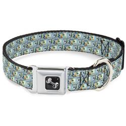 Dog Bone Black/Silver Seatbelt Buckle Collar - 100 Dollar Bill Series 2009 Repeat