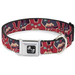 Dog Bone Black/Silver Seatbelt Buckle Collar - Angry Bunnies Purple/Red/Blue