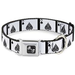 Dog Bone Black/Silver Seatbelt Buckle Collar - Ace of Spades