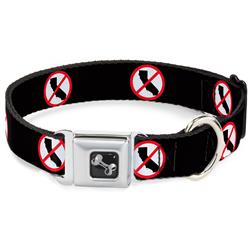 Dog Bone Black/Silver Seatbelt Buckle Collar - Anti-California Logo Black/Red/White