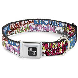 Dog Bone Black/Silver Seatbelt Buckle Collar - Buckle-Down Tag
