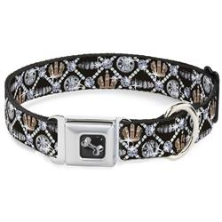 Dog Bone Black/Silver Seatbelt Buckle Collar - Bling