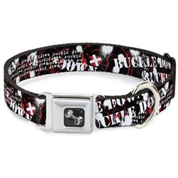 Dog Bone Black/Silver Seatbelt Buckle Collar - Buckle-Down Punk
