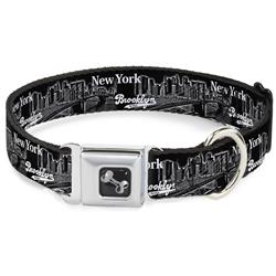 Dog Bone Black/Silver Seatbelt Buckle Collar - Brooklyn New York
