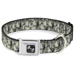 Dog Bone Black/Silver Seatbelt Buckle Collar - Benjamins
