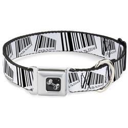 Dog Bone Black/Silver Seatbelt Buckle Collar - Barcode