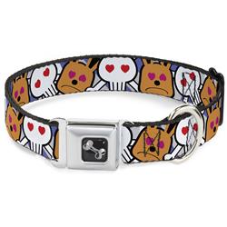 Dog Bone Black/Silver Seatbelt Buckle Collar - Buckle-Down Cartoon CLOSE-UP
