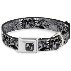 Dog Bone Black/Silver Seatbelt Buckle Collar - Buckle-Down Werewolves