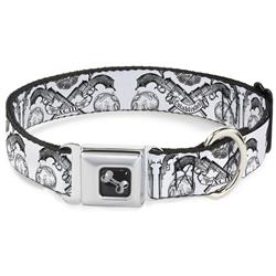 Dog Bone Black/Silver Seatbelt Buckle Collar - Buckle-Down Est. 93 White