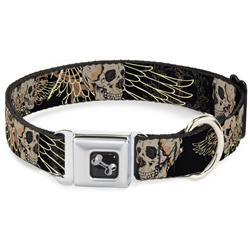 Dog Bone Black/Silver Seatbelt Buckle Collar - Buckle-Down Die Hard Skull 01