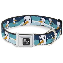 Dog Bone Black/Silver Seatbelt Buckle Collar - Block Penguins Navy