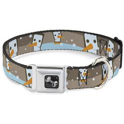 Dog Bone Black/Silver Seatbelt Buckle Collar - Block Penguins Tan
