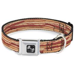 Dog Bone Black/Silver Seatbelt Buckle Collar - Bacon Stacked