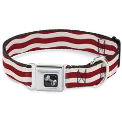 Dog Bone Black/Silver Seatbelt Buckle Collar - Bacon Stripe