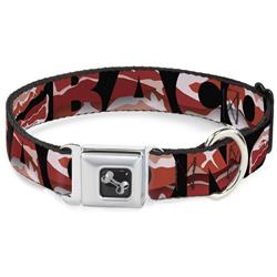 Dog Bone Black/Silver Seatbelt Buckle Collar - Bacon w/Text1