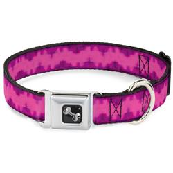 Dog Bone Black/Silver Seatbelt Buckle Collar - Boudoir Wallpaper Fuchsia/Black