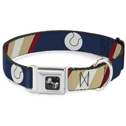 Dog Bone Black/Silver Seatbelt Buckle Collar - Ball/Stripes Tan/Blue/Burgundy
