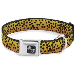 Dog Bone Black/Silver Seatbelt Buckle Collar - Cheetah
