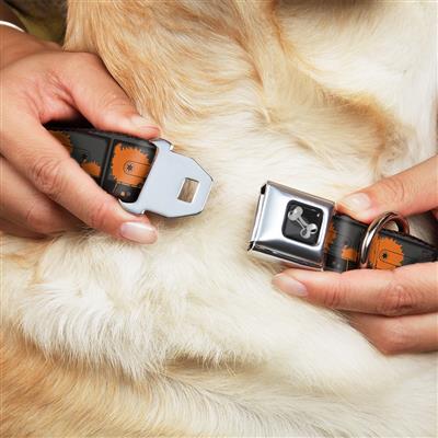 Dog Bone Black/Silver Seatbelt Buckle Collar - Cassette Splatter Gray/Orange