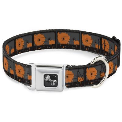 Dog Bone Black/Silver Seatbelt Buckle Collar - Cassette Splatter Gray/Orange