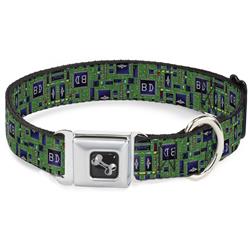 Dog Bone Black/Silver Seatbelt Buckle Collar - Circuit Board