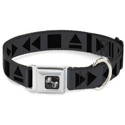 Dog Bone Black/Silver Seatbelt Buckle Collar - Control Buttons Black/Gray