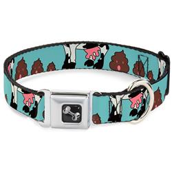 Dog Bone Black/Silver Seatbelt Buckle Collar - Cow Poops Color