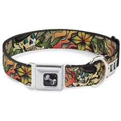 Dog Bone Black/Silver Seatbelt Buckle Collar - Death or Glory Tan
