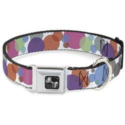 Dog Bone Black/Silver Seatbelt Buckle Collar - Dots White/Transparent Multi Color